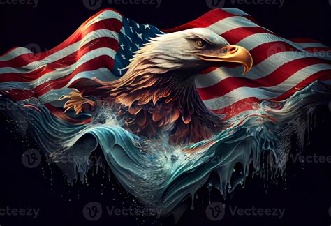 Wavy American flag with an eagle symbolizing strength and freedom . Generate Ai. 22631441 Stock ...