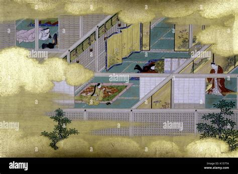 An example of Japanese Yamato-e painting, depicts life inside a ...