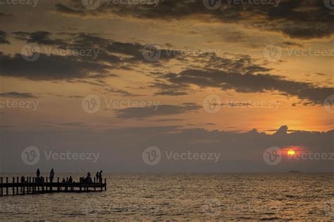 Sunset and pier view in Kep on Cambodia coast 3263491 Stock Photo at Vecteezy