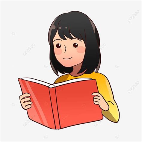 Siswa Perempuan Sedang Membaca Buku, Baca, Bacaan, Belajar PNG Transparan Clipart dan File PSD ...