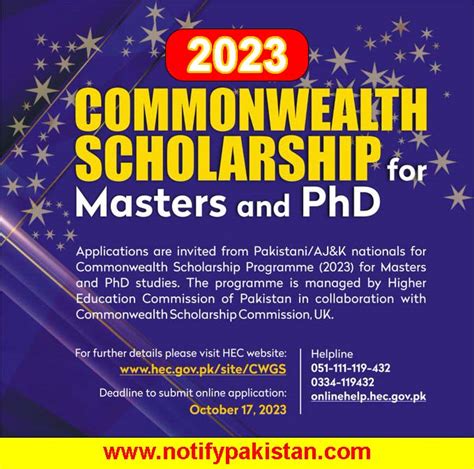 Commonwealth Scholarships for Masters & PhD in 2023 - Notify Pakistan