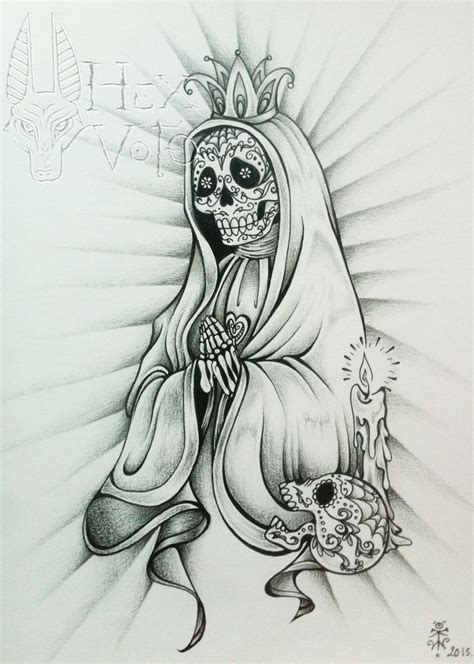 Santa Muerte Tattoo Drawing at PaintingValley.com | Explore collection of Santa Muerte Tattoo ...