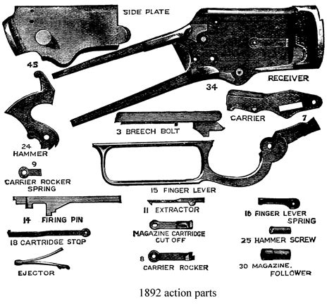 Marlin Model 39A Lever-Action Rifle Exploded Gun Drawing, 54% OFF