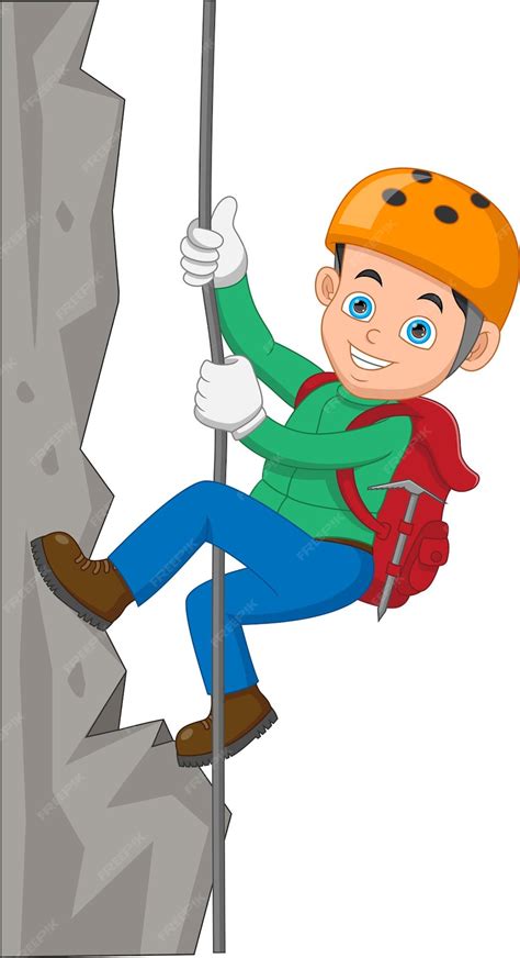 Premium Vector | Boy mountain climbing cartoon