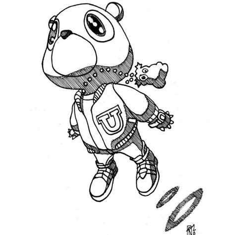 Kanye West Graduation Bear Drawing Sketch Coloring Page