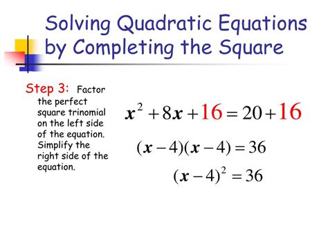 PPT - Solving Quadratic Equations by Completing the Square PowerPoint Presentation - ID:493596