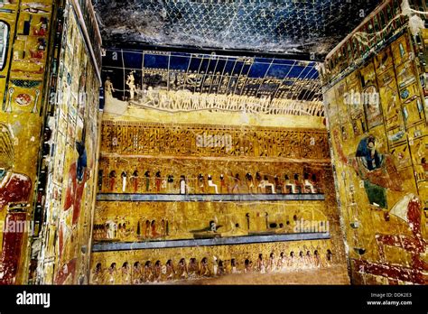 Mural paintings in the Tomb of Seti I. Valley of the Kings, Luxor Stock ...