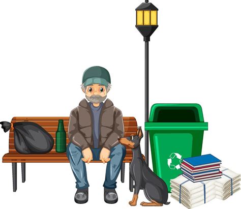 Homeless old man cartoon character 7540000 Vector Art at Vecteezy