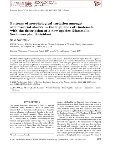 (PDF) Patterns of morphological variation amongst semifossorial shrews in the highlands of ...