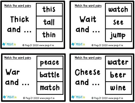 Match the Word Pairs 02 | Peg IT