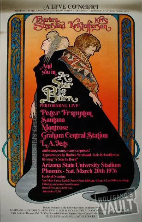 A Star is Born Vintage Concert Poster from Sun Devil Stadium, Mar 20, 1976 at Wolfgang's