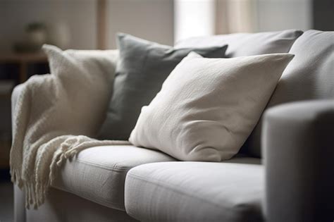 Premium AI Image | White pillow on sofa in living room closeup