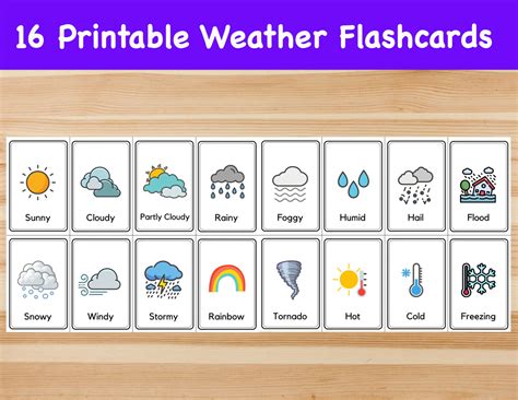 16 Flashcard meteo / schede immagine per bambini, bambini in età ...