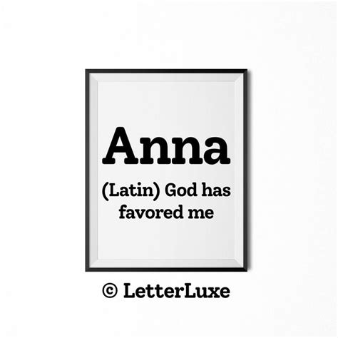 Anna Name Meaning Sign - Printable Baby Shower Gift - Birthday Decoration - Party Art Print ...