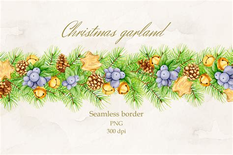 Christmas Garland. Seamless Border. PNG Graphic by Watercolor_by_Alyona ...