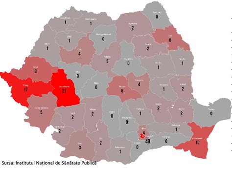 Harta cazurilor confirmate cu coronavirus în România pe judeţe - FOTO • Buna Ziua Iasi • BZI.ro