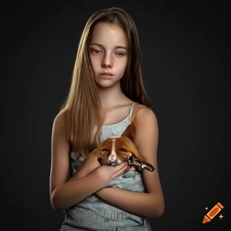 Girl age 16 holding dog leash