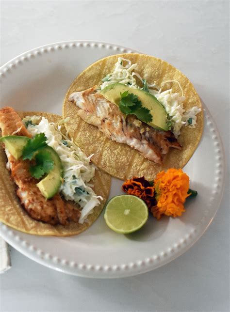 Healthy Baja Style Fish Tacos With Creamy Cabbage Slaw