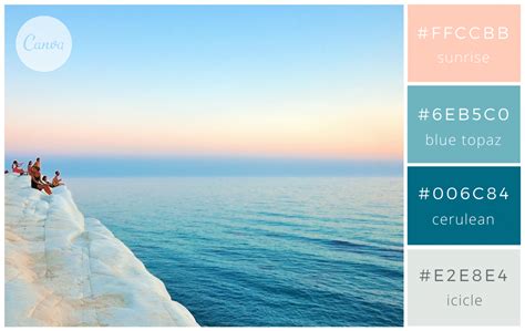 100 color combination ideas and examples | Canva | Ocean color palette, Sunrise colors, Blue ...