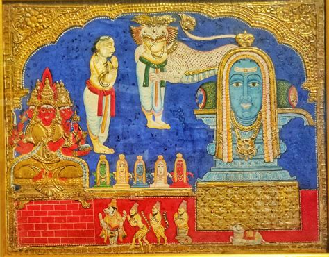Brahma and a devotee worshipping Shiva Lingam, early 19th century CE, Tanjore School of Art ...