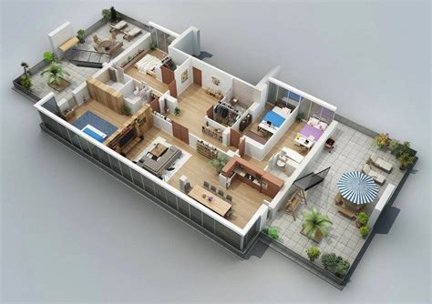 50 Four “4” Bedroom Apartment/House Plans | Architecture & Design