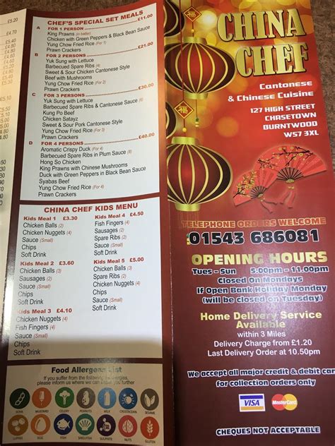 Menu at China Chef fast food, Burntwood