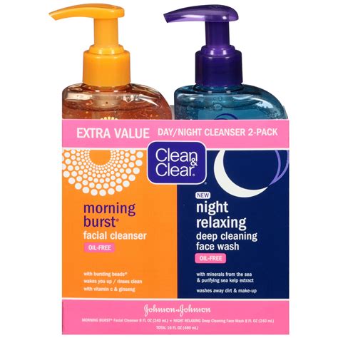 Clean & Clear 2-Pack Day & Night Face Wash, Oil-Free & Hypoallergenic - Walmart.com - Walmart.com