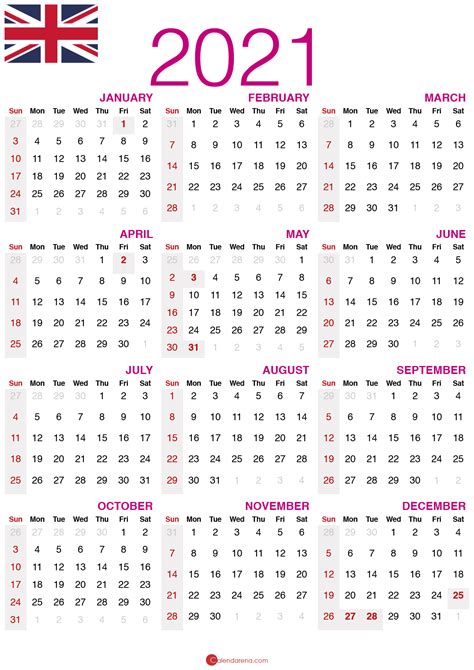 2021 calendar UK | Free printable calendar, Calendar printables, 2021 ...