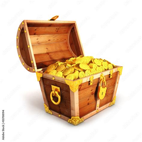 3d golden treasure chest Stock Illustration | Adobe Stock