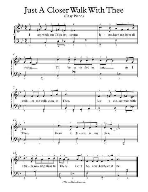 Free Piano Arrangement Sheet Music – Just A Closer Walk With Thee – Michael Kravchuk