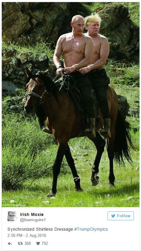 Putin and Trump shirtless on a horse "Synchronized Shirtless Dressage ...