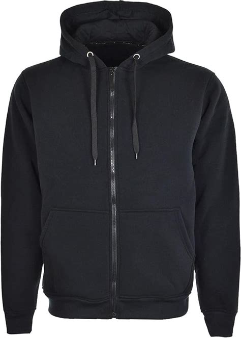 Mens Plain Zip Up Hoodie (Large / Chest 42" / Length 29", Black): Amazon.co.uk: Clothing