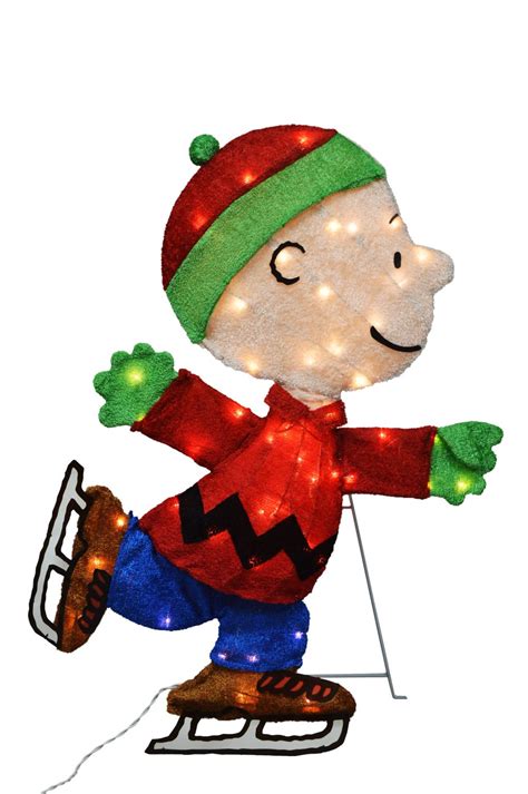 32" Peanuts L2D LED Pre-Lit Charlie Brown Skating Christmas Yard Art ...