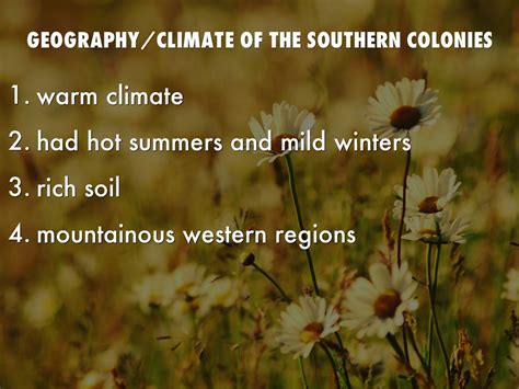 Southern Colonies Geography And Climate