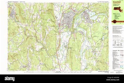 Massachusetts USGS Historical Topo Map MA Greenfield 350994 1990 25000 Restoration Stock Photo ...