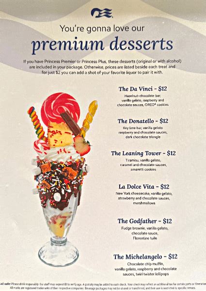 What Are Premier Desserts on Princess Cruises? Menu, Prices & Photos - Life Well Cruised