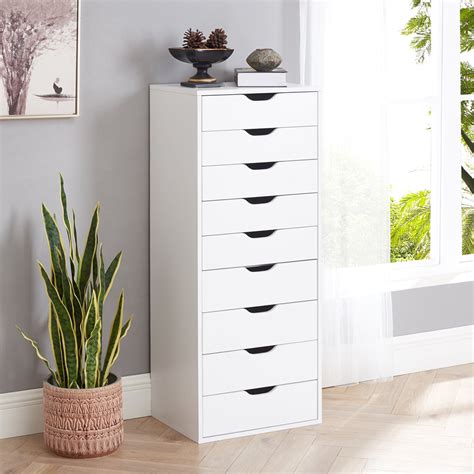 Naomi Home White Cosmetics & Makeup Storage Cabinet, 9-Drawer, Perfect ...