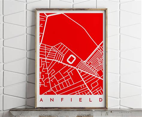 Liverpool FC Map Illustration Anfield Liverpool Map | Etsy