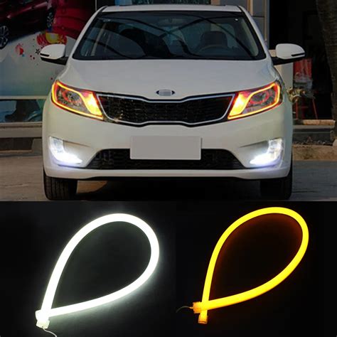 Decorative Light With Turn Signal Car Styling Headlight LED Tube Strip Flexible Daytime Running ...