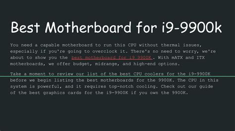 PPT - best motherboard for i9 9900k PowerPoint Presentation, free download - ID:11386103