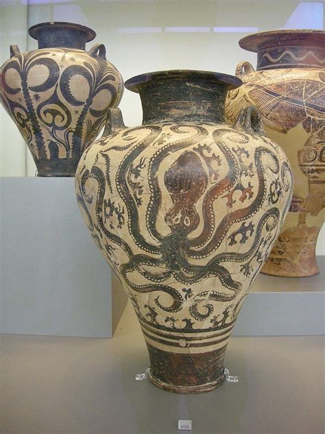 Mycenaean palace amphora, found in the Argolid, in the National Archaeological Museum in Athens ...