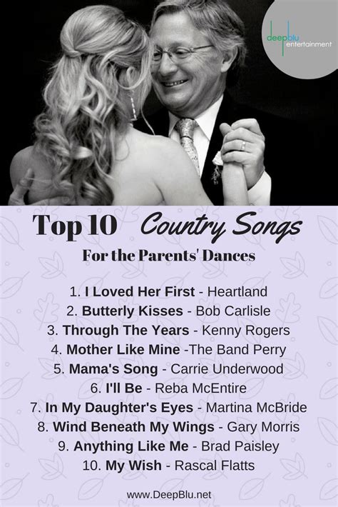 Top 10 Country Songs for the Parents' Dances | Canciones de boda ...