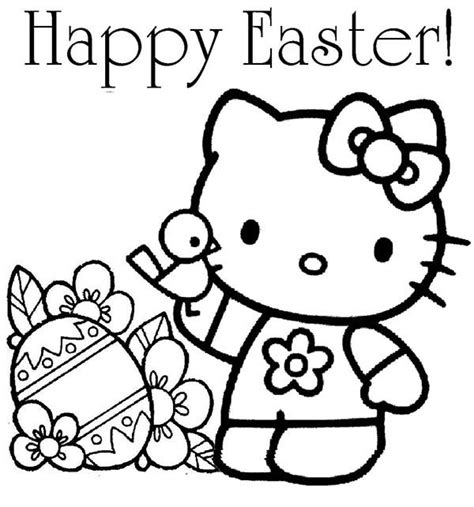 Hello Kitty Happy Easter Coloring Page - NetArt