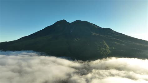 Aerial View of Mount Lawu Above the Clouds at Sunrise, Indonesia ...