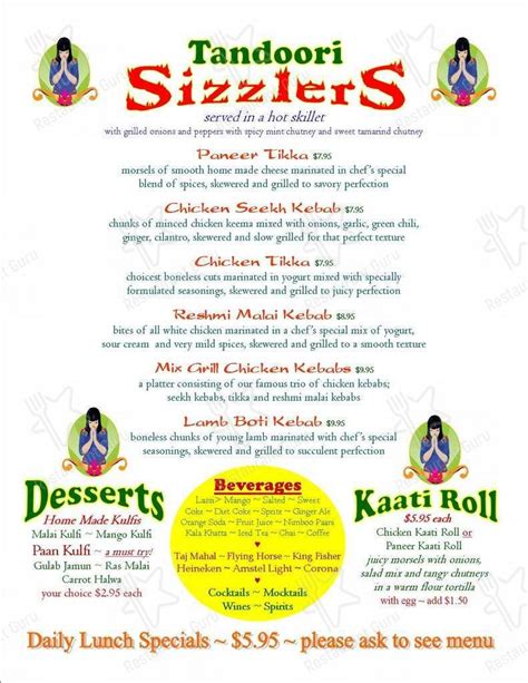 Menu at Taste of India restaurant, Hicksville, 96 W Old Country Rd