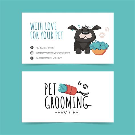 Free Vector | Hand drawn pet grooming business card