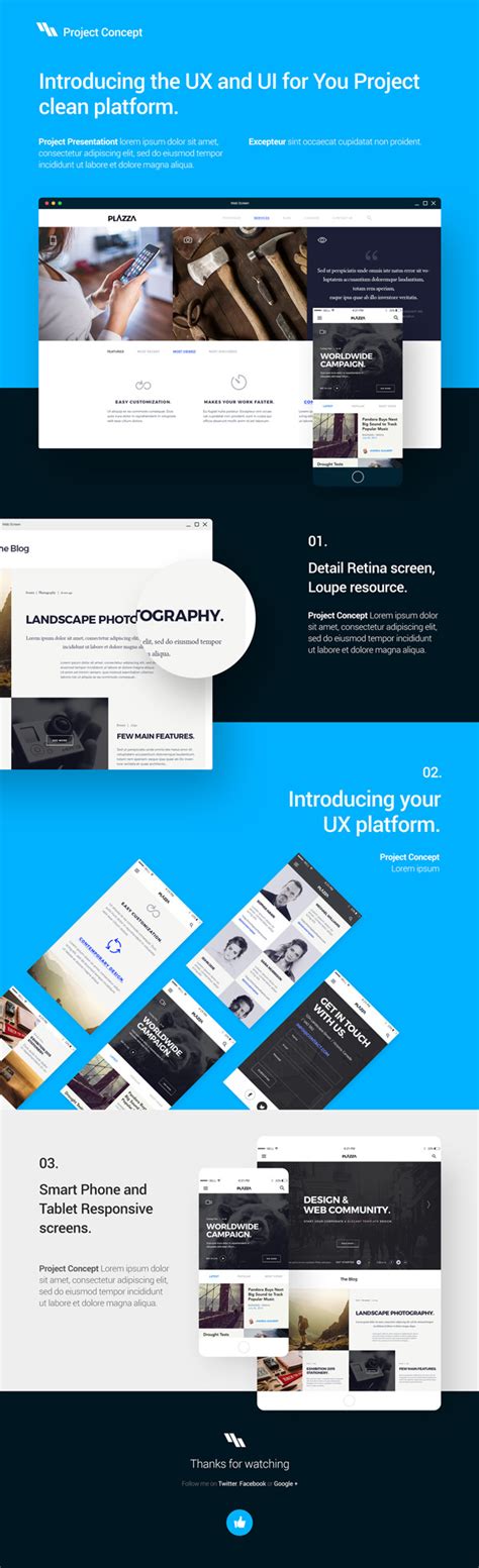 Free Download : UI Design PSD Project Showcase Template - Designbeep