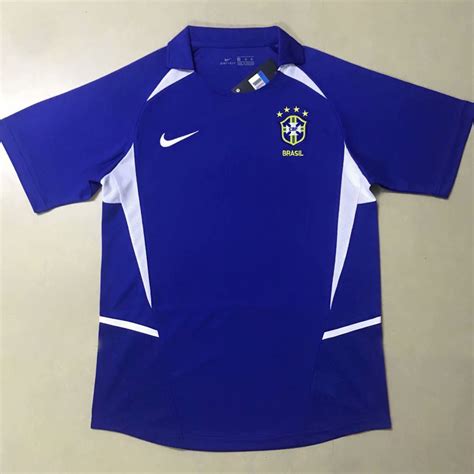 2002 Brazil Away Blue Retro Soccer Jersey