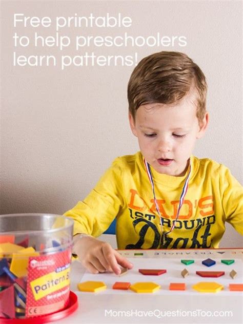 Patterns Activities for Preschoolers - Make pattern using pattern blocks. Free printable in ...