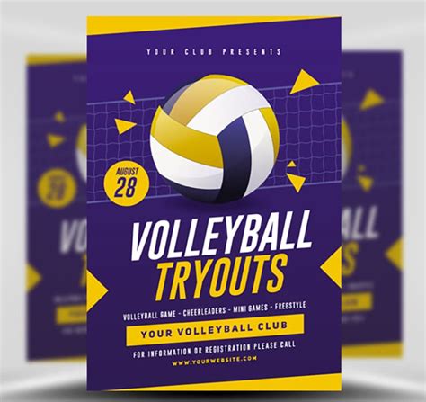 Volleyball Tryouts Flyer Template - FlyerHeroes